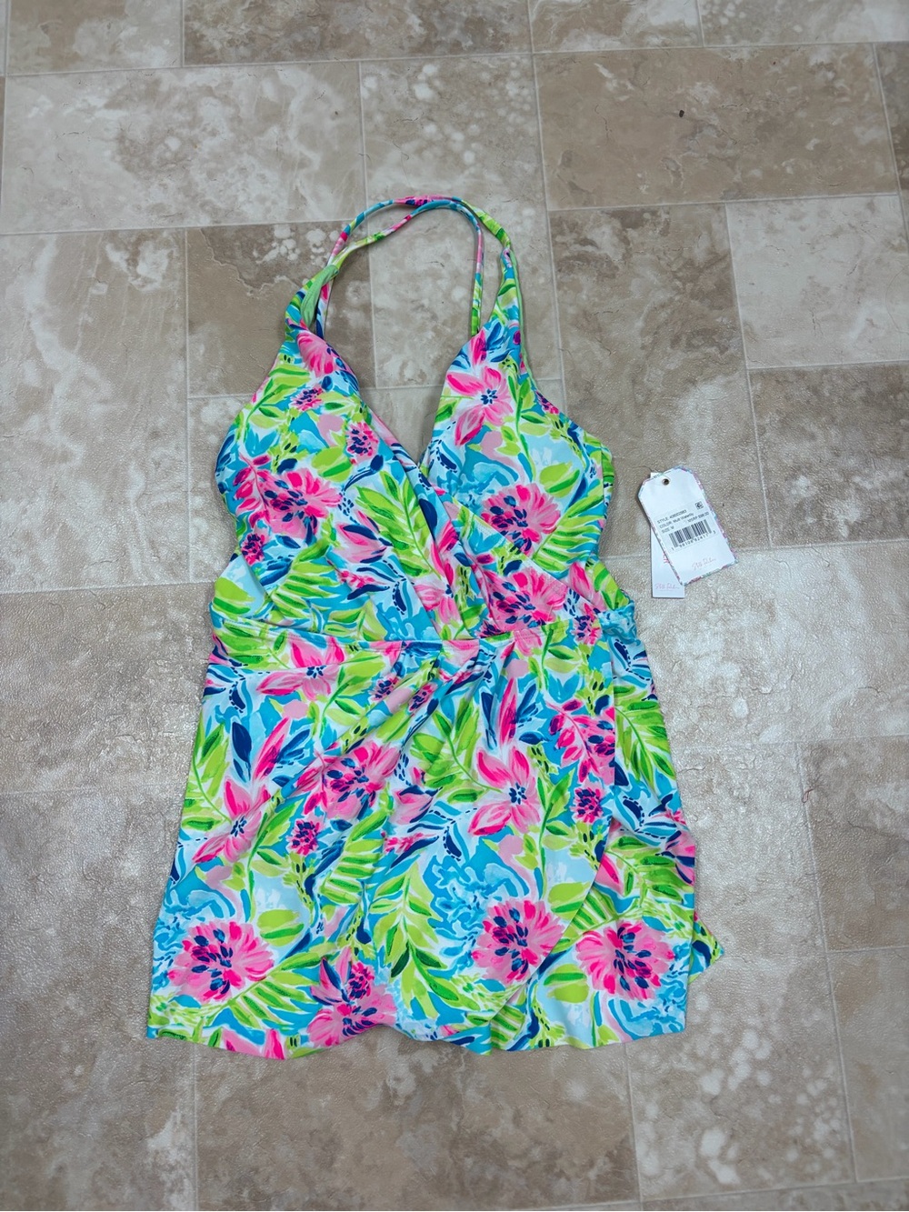 Women’s Floral Halter One-Piece Swim Dress size M NWT
